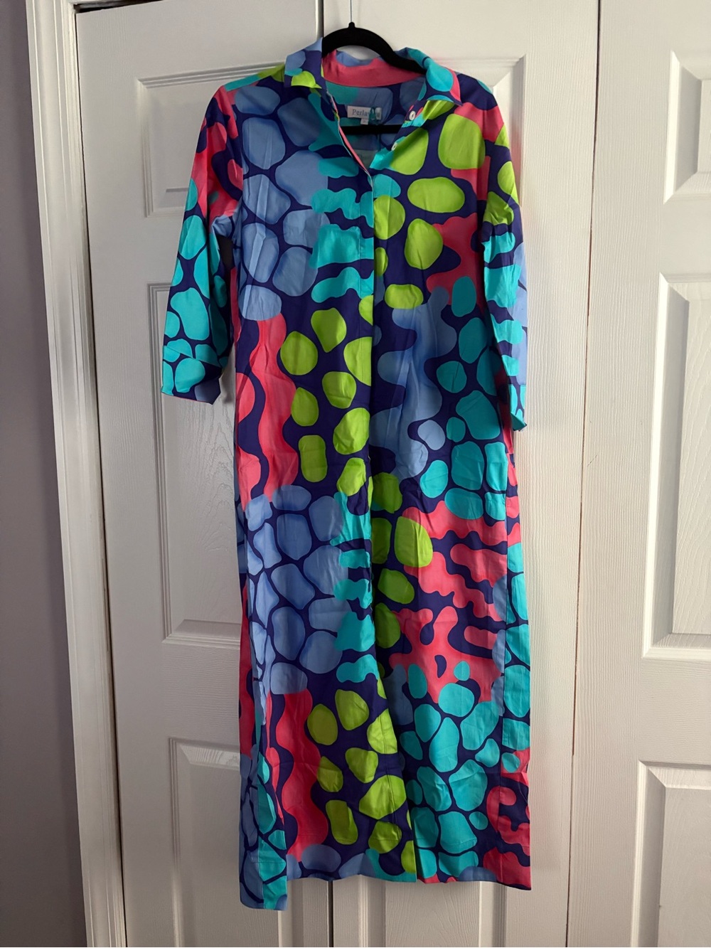 Colorful Patterned Maxi Dress - Blue Multi